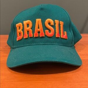 Teal Brasil Cap with Orange Lettering